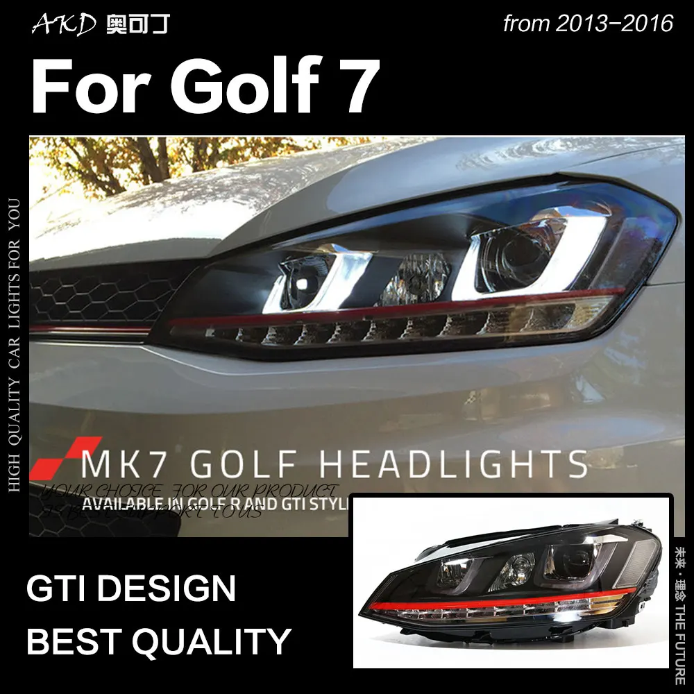 AKD автомобильный Стайлинг для VW Golf 7 фары Golf7 светодиодный налобный фонарь GTI дизайн DRL Hid головной фонарь Ангел глаз биксеноновый луч аксессуары