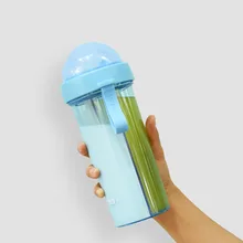 Креативный 600 мл двойной слой бутылки для воды двойного назначения соломенная чашка с двумя вкусами напитков или напитков
