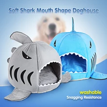 

Novelty Soft Dog Cat Bed Bule Grey Color Cartoon Shark Mouse Shape Washable Doghouse Pet Sleeping Bed With Removable Cushion