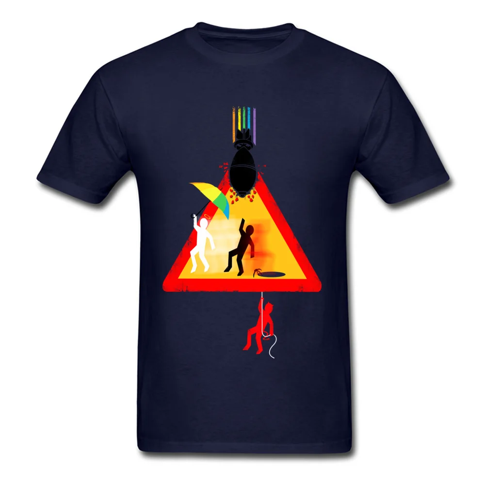 Casual Beware of Falling Object Normal Short Sleeve Autumn Tops & Tees Wholesale O Neck Pure Cotton T-Shirt Men Top T-shirts Beware of Falling Object navy