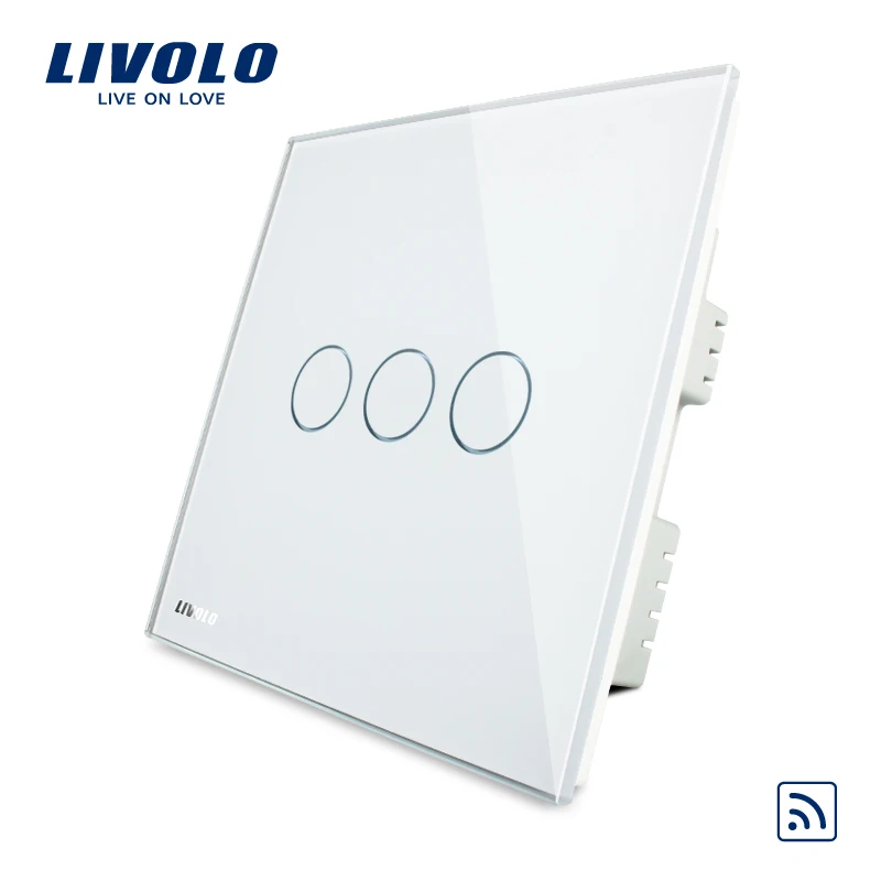 Livolo Remote Switch UK standard VL C303R 61 Wholesaler Livolo Ivory White Crystal Glass Panel Wireless