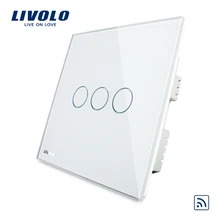 Livolo, Remote Switch, UK standard, VL-C303R-61, Wholesaler Livolo Ivory White Crystal Glass Panel, Wireless Remote Touch Switch