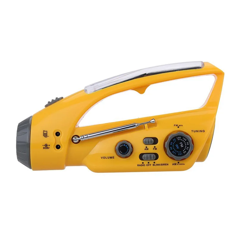 Portable Hand Crank Flashlight Led Lighting Emergency Solar Power LED Torches Multifunction Camping Flashlight with FM AM Radio (1)