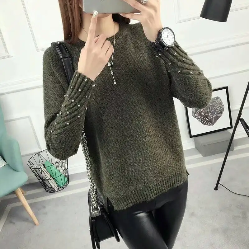 

2019 Winter Women's Blouses Pullover Long Sleeve O-Neck Slim Women Knitted Sweater For Women Long Tops