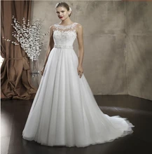 9053 2016 High Quality White or Ivory Wedding Dresses Lace up Back Bridal Gowns Women Vestidos De Novia size 2-26W