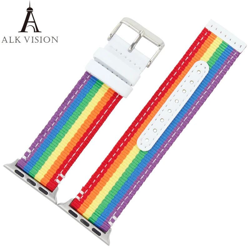 Нейлоновый ремешок для часов Pride rainbow apple watch Холщовый iwatch 3/2/1 38 мм 42 браслет смарт