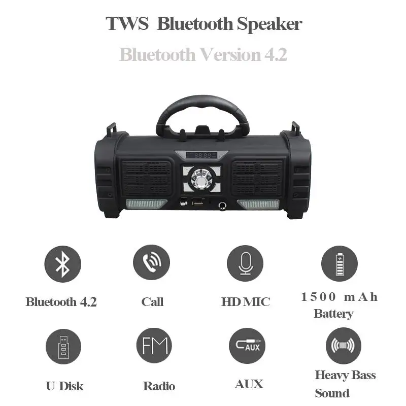 Bluetooth-колонка с FM радио беспроводная акустическая система сабвуфером 10 Вт для