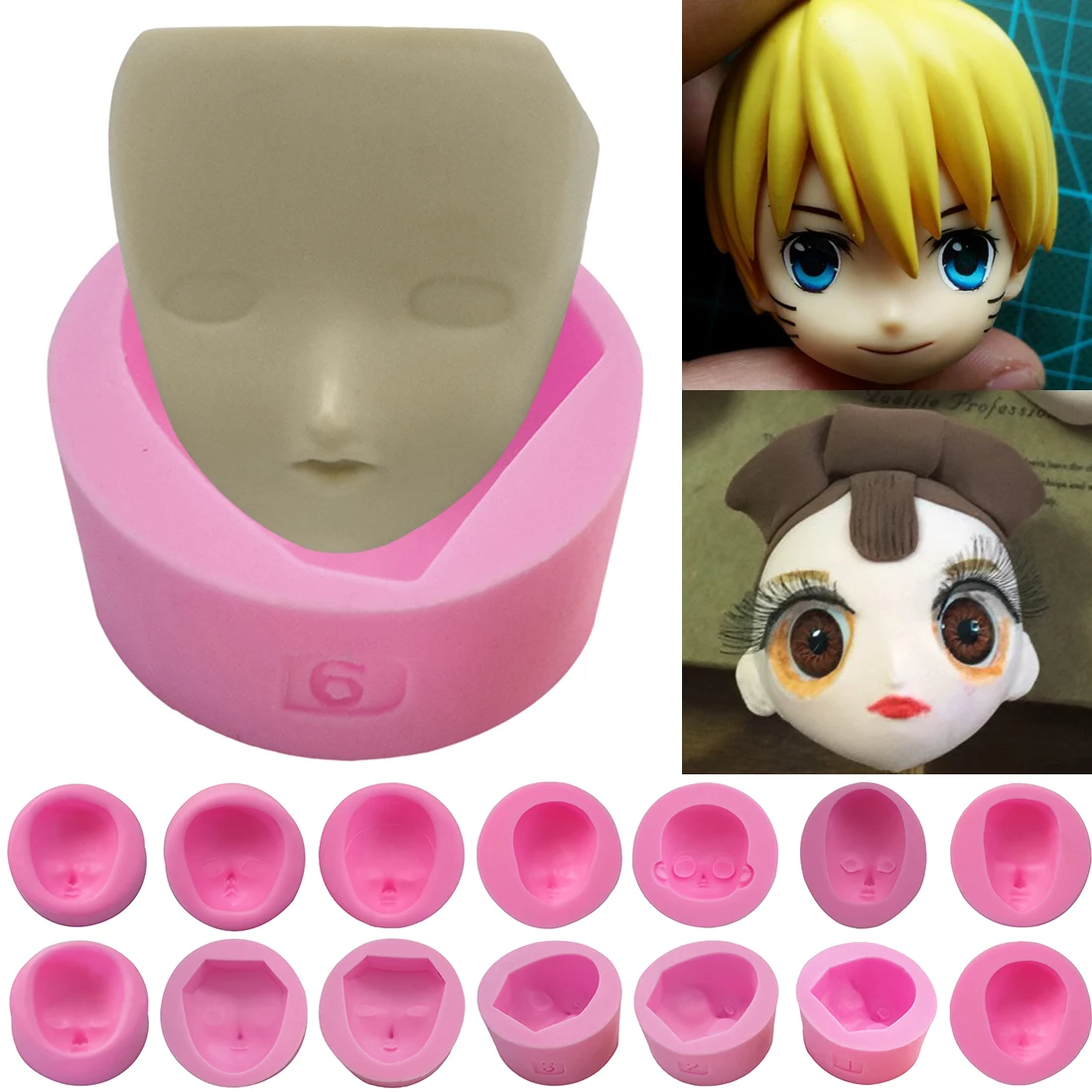 

Baby Face Silicone Mold Polymer Clay Resin Candy Fondant Molds Cake Decorating Tools DIY Dolls Face Mold Sugar craft Mould