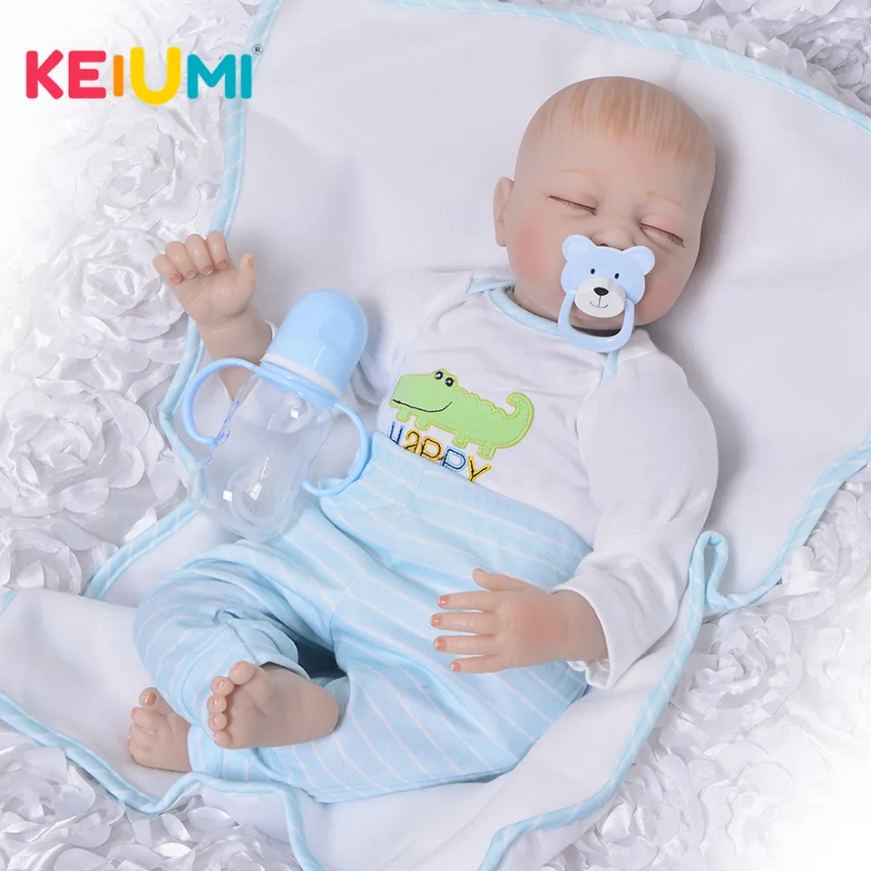 22 дюйма Реалистичная силиконовая кукла Reborn 55 см спящий малыш тканевая виниловая