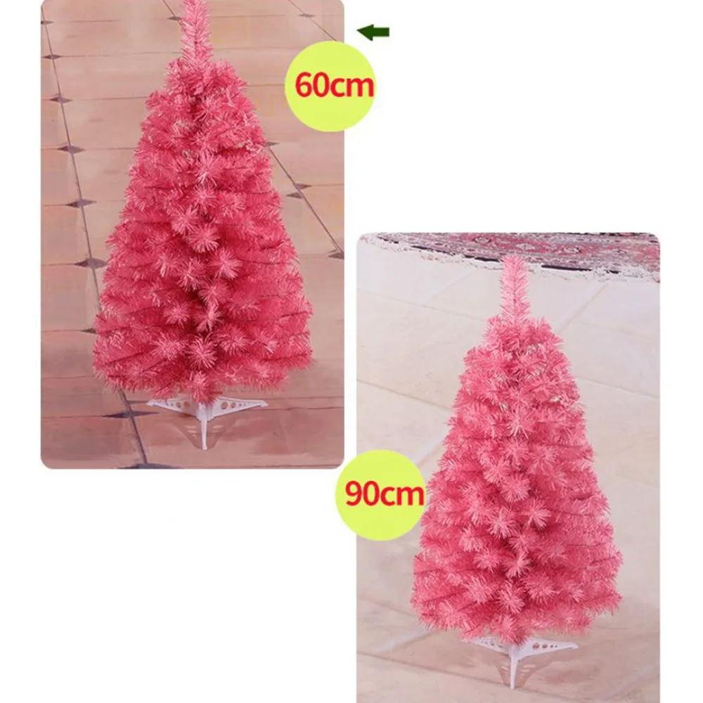 

2/3 Feet Artificial Holiday Pine Christmas Tree Pink Color Small Christmas Tree XMAS Home Office Party Festival Decorations