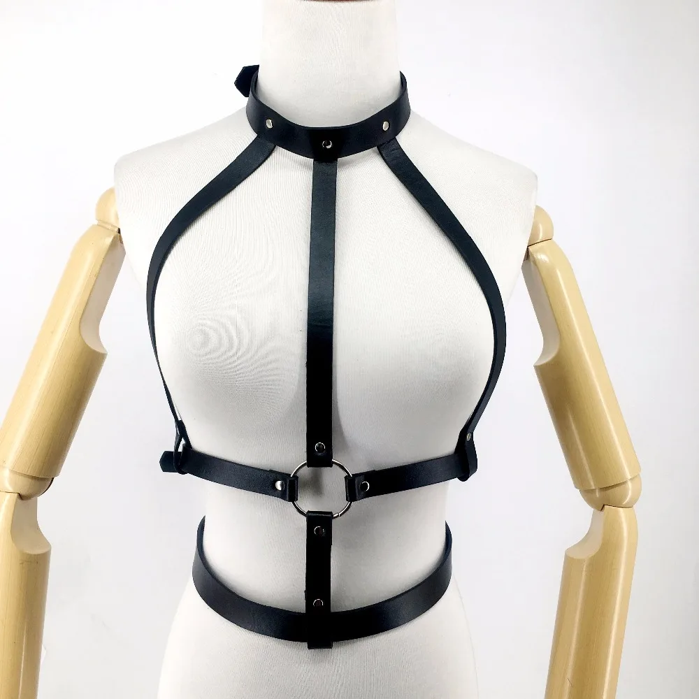 UYEE Sexy Leather Harness Women Underwear Garter Belts Bondage Cage Straps Bra Garter Belt Adjustable Woman's Lingerie LB-056