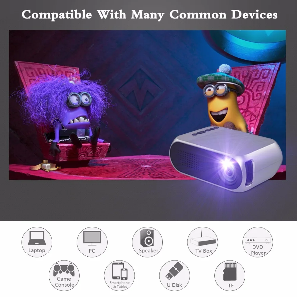 Exquizon YG320 PK YG300 LED LCD Портативный проектор 3 5 мм 320x240 HDMI USB Mini обновленный домашний