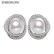 ZHBORUINI, модные жемчужные серьги, жемчужные серьги для женщин, ювелирные изделия из серебра, романтические пресноводные жемчужные серебряные серьги, ювелирное изделие, подарок