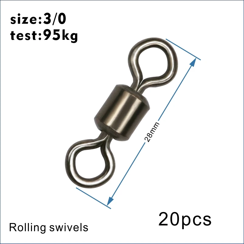 HXY размер(14-12/0) баррель подшипника Rolling поворотный твердое кольцо рыболовные Вертлюги крюк соединитель океанская лодка Риг Морской Карп рыболовные снасти - Цвет: 3l0   20PCS