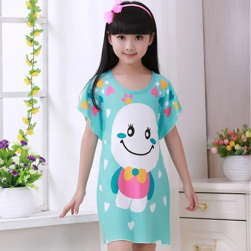 Новая женская пижама; пижамы для малышей; хлопковая ночная рубашка принцессы; детское домашнее платье; Летние платья; одежда для сна для больших девочек; ночная рубашка; edt6t - Цвет: color at picture