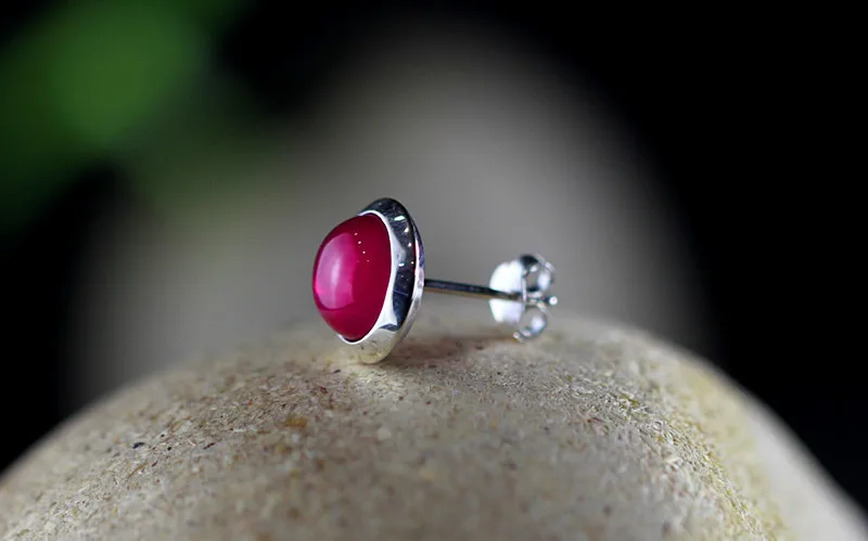 Женские серьги из корунда KJJEAXCMY красные S925 пробы ювелирные