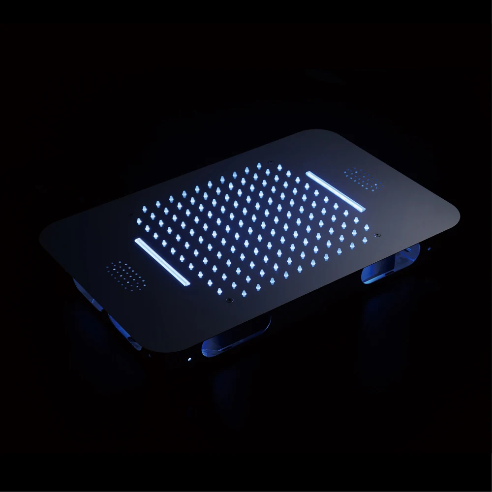 Luxury Colorful LED Shower Head Shower Speaker Ceiling Square SUS304 Chrome Showerhead Bathroom Bluetooth Music Rainfall Shower