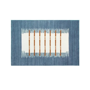 

Nordic style Living room Hallway Carpet geometric Indian Rug plaid striped Modern Parlor contemporary design Kilim blue Bohemia