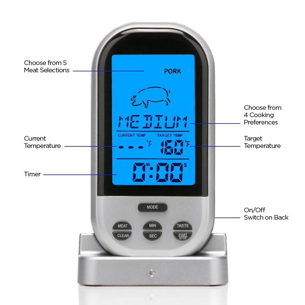 Беспроводной ЖК-дистанционный термометр для барбекю, гриля, мяса кухонная печь для приготовления пищи принадлежности для барбекю многоразовые