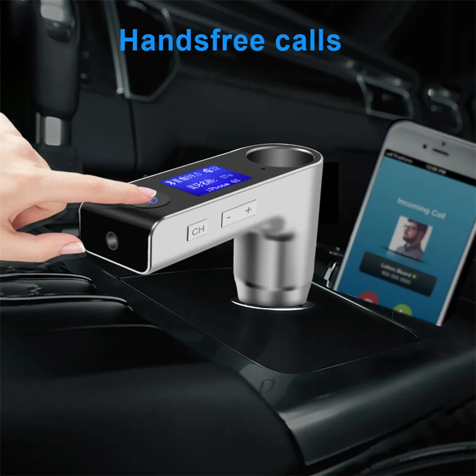  FM Transmitter Hands-free Bluetooth Car Kit Wireless Mp3 Radio Modulator Audio Player Voltage LCD Display USB Car Charger (10)