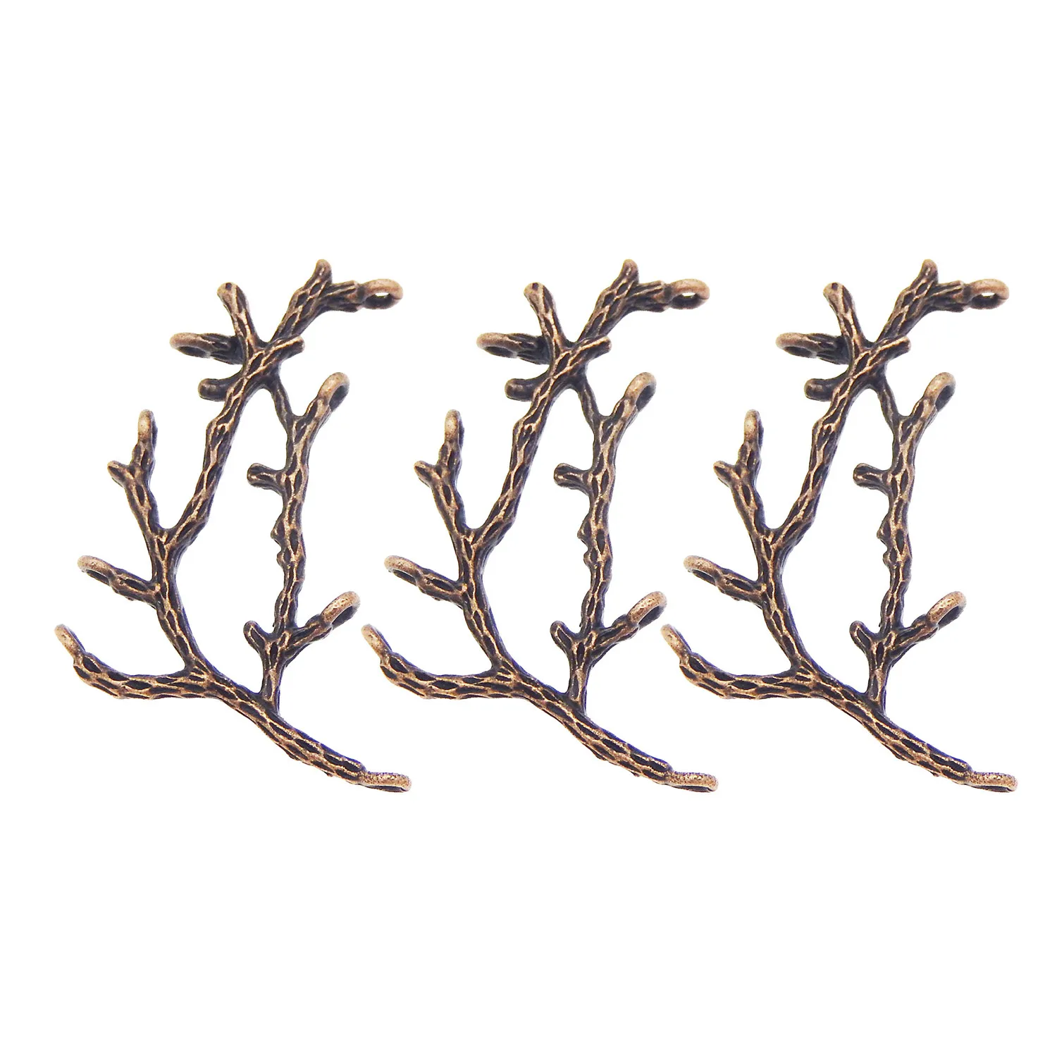 GraceAngie 30PCS Copper Suspension Tree Branch Handmade Crafts Holes Charms Hanging Jewelry Finding Accessory 52*23*3mm