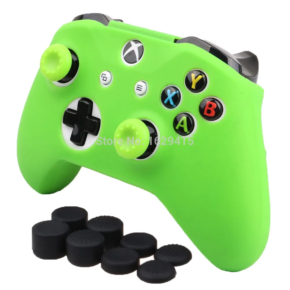 IVYUEEN для Xbox One X S контроллер кожного покрова силиконовый Защитный чехол с 10 джойстик Stick ручка разрывы(16 Цвета - Цвет: Зеленый
