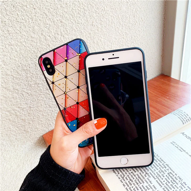 KIPX1087_2_JONSNOW Phone Case for iPhone 6S 7 8 Plus XS XR XS Max Beautiful Colorful Pattern Tempered Glass Back Cover Cases