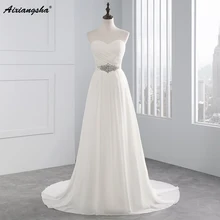 2017 Hot Selling A Line chiffon Wedding Dresses Beading Vestido de Noiva Long cheap crystal Robe