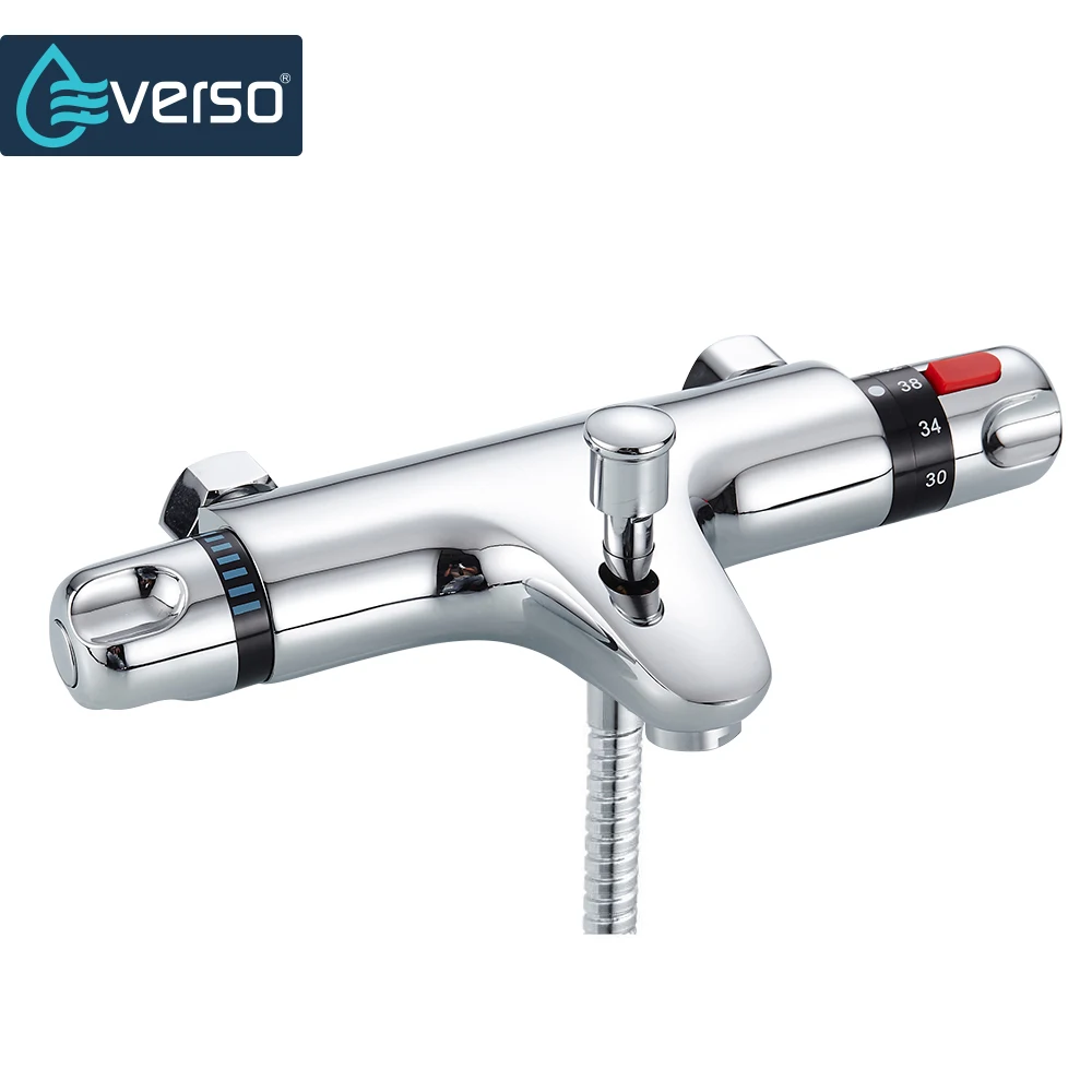 

New Arrival Stainless Steel Temperature Control Thermostatic Shower Faucet Valve Ceramics Double Handles Hot and Cold Mixer Tap