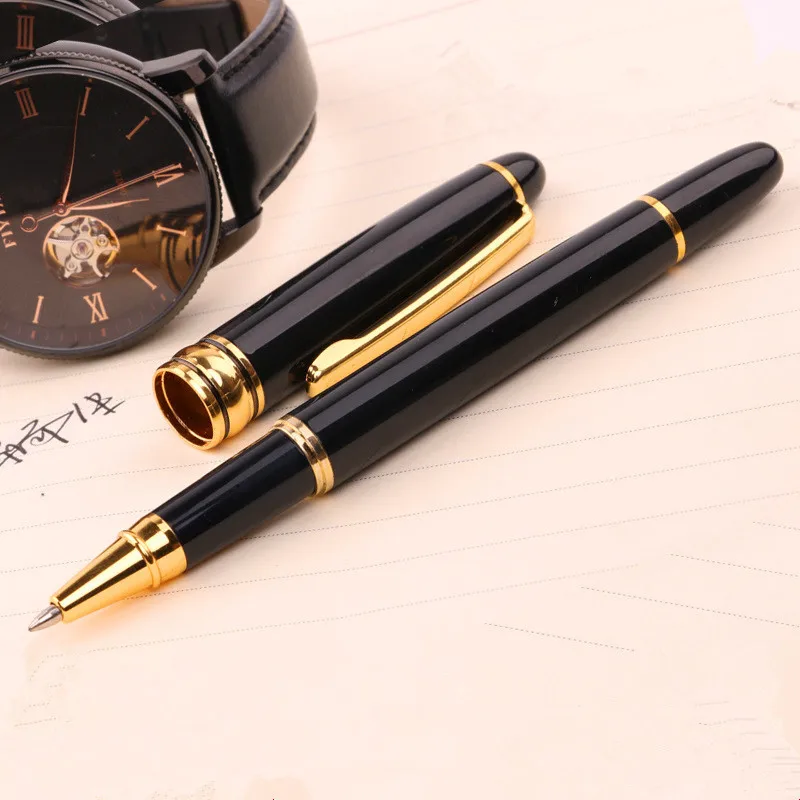 

Black Silver Business Metal Roller ball Pen 0.5mm Nib Gold Clip rollerball Pen office School Supplies
