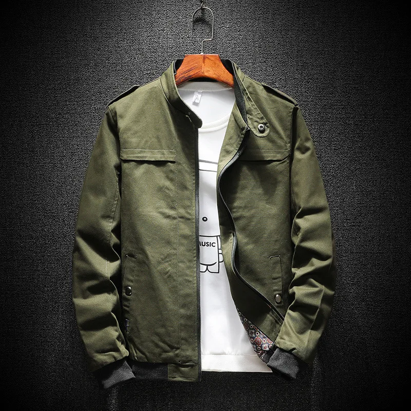 

Autumn Bomber Jacket Men Summer Basic Casual Cotton Fashion Military Men Jacket Classic Outwear Red Khaki Plus Size 4xl 2018