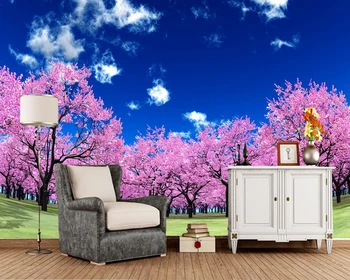 

Papel de parede Cherry tree pink flower 3d wallpaper,living room TV sofa wall bedroom wall papers home decor restaurant mural