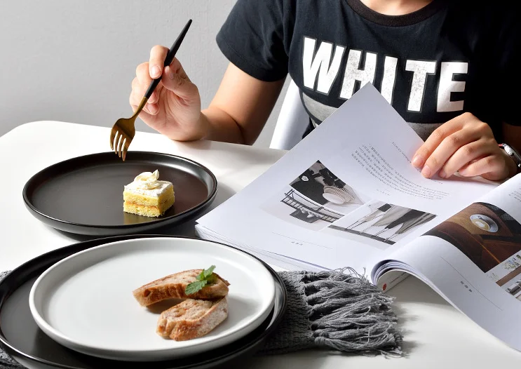 Простой Nordic посуда 10 дюймов керамика десерт Стейк Салат закуски, торт таблички Ресторан круглый завтрак ужин Z566