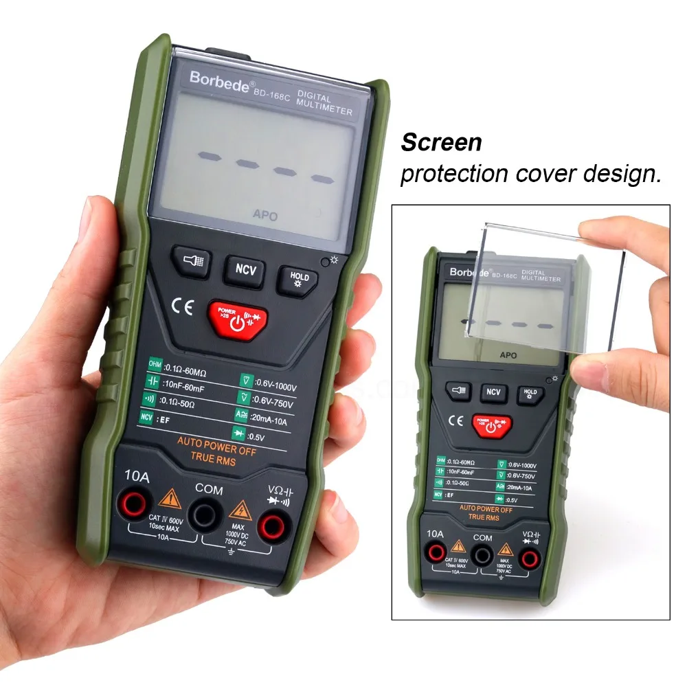 Portable Auto-scanning Digital Multimeter 6000 Counts True RMS DC AC Voltage Current Capacitance Resistance Tester BD-168C 