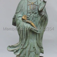 2" Китайский Буддизм Бронзовый Свинка Стенд Лотоса Гуань-инь Бодхисаттвы Статуя Богини