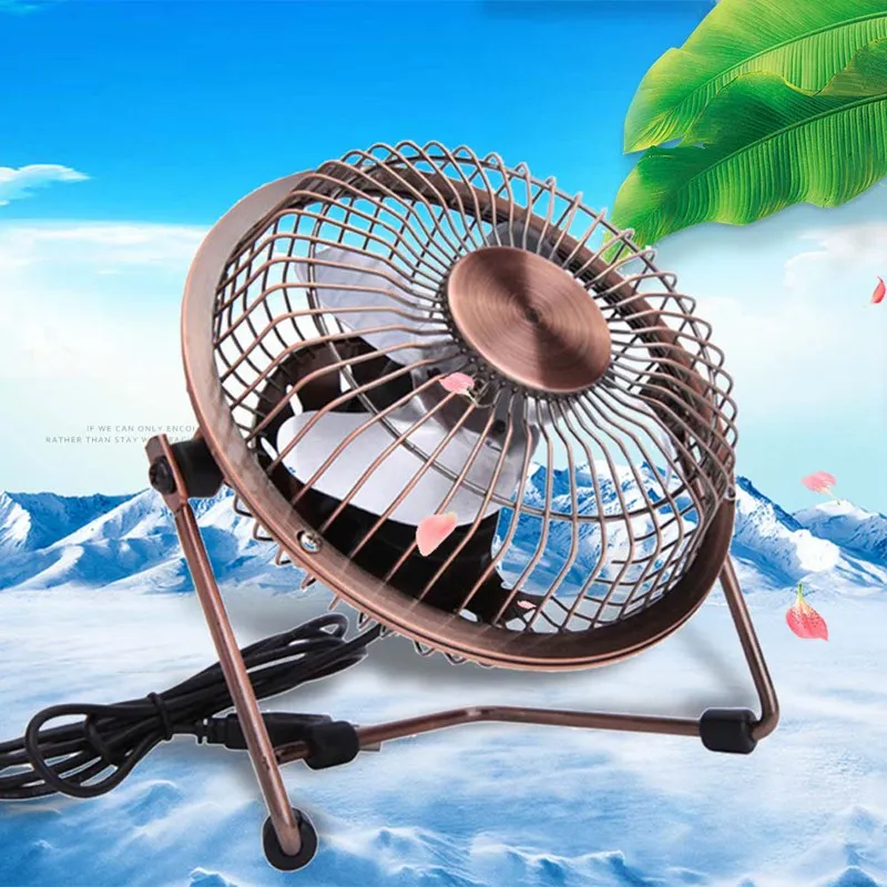 USB Cable Mini Desktop Metal Fan 4 inch Personal Mini Table Fan with Aluminum Blades Quiet
