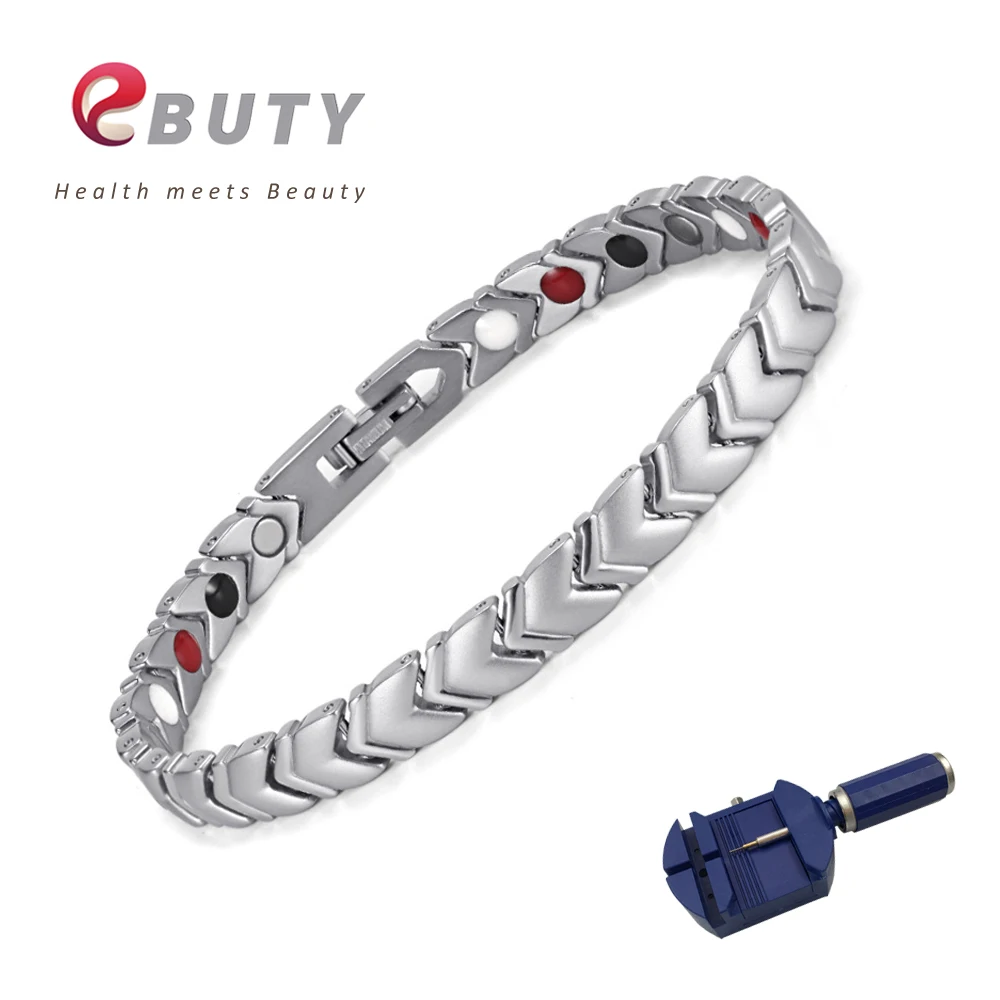 

EBUTY Titanium Bracelet for Men & Female Fashion Jewelry Gift Bracelets Health Healing Magnet 4 in 1 Energy Ball Package Box