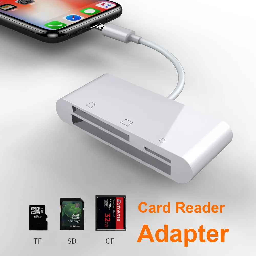 6 in 1 SD TF SDHC CF XD M2 Card Reader Charging Adapter for IPhone XS 5