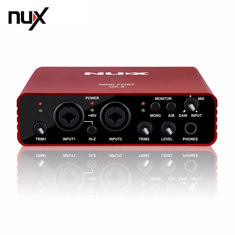 

NUX UC-2 Mini Port USB XLR 6.35mm Audio Interface for Mic MIDI Instrument Recording Playback with Power Adapter Christmas Gifts