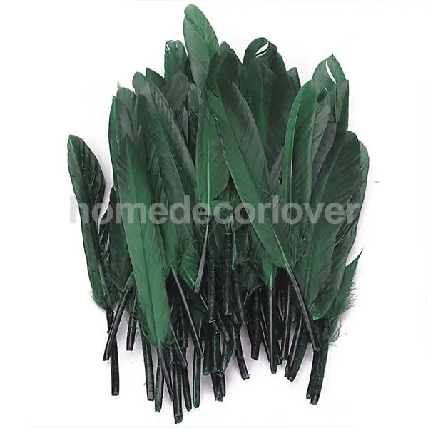 

50pcs Dyed Goose Feather 4-6in (10-15cm) Hat Fan Make Craft Deep Green