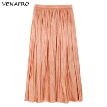 Летняя юбка Женская Повседневная однотонная плиссированная юбка сладкий корейский стиль