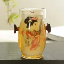 Креативный стеклянный чайный набор кунг-фу керамический чайник внутренний бак с двойными ушами чайное устройство чайник с 2 чашками стеклянный чайник