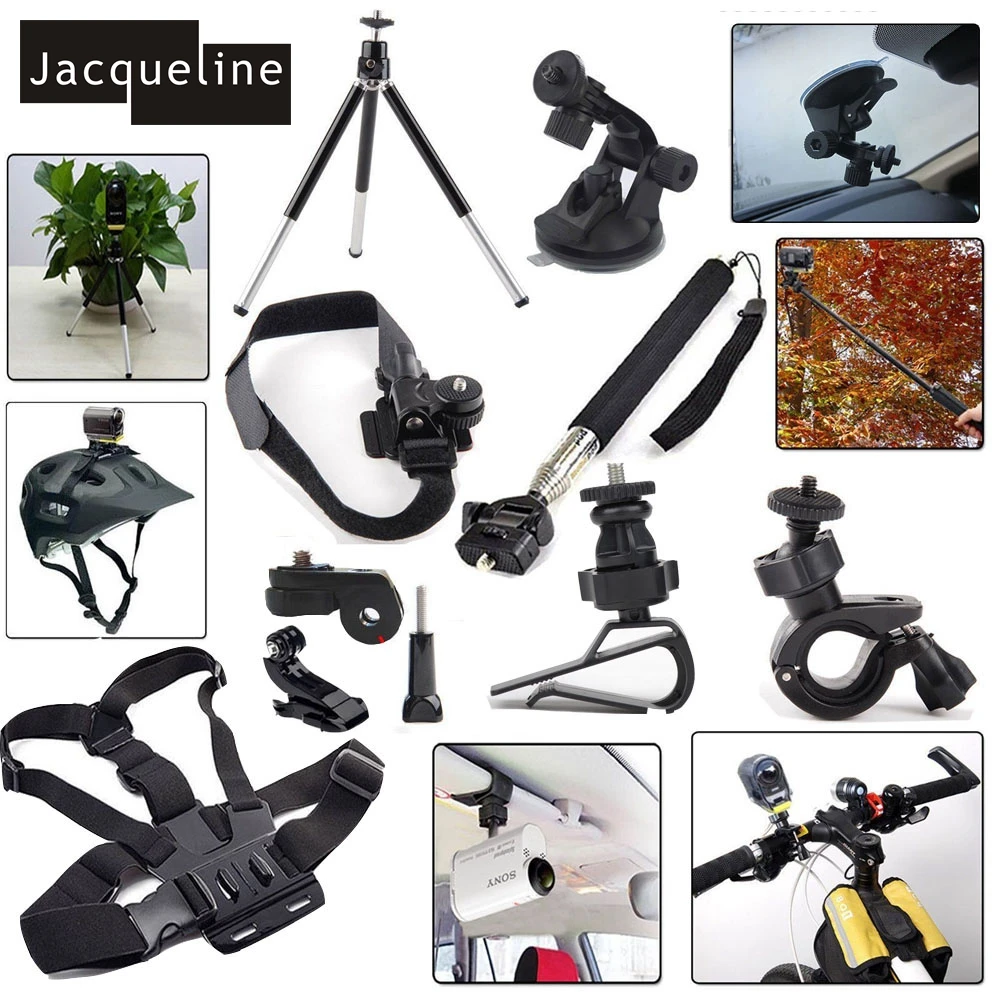 Jacqueline for Kit Accessories Mount Set for Sony Action Cam HDR AS15 AS20 AS200V AS30V AS100V AZ1 mini FDR-X1000V/W 4 k Jacqueline for Kit Accessories Mount Set for Sony Action Cam HDR AS15 AS20 AS200V AS30V AS100V AZ1 mini FDR-X1000V/W 4 k