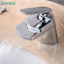 BECOLA Modern Basin Faucets Waterfall Bathroom Faucet Single handle Basin Mixer Tap Bath Antique Faucet Brass Sink Water faucet modern design antique brass open spout basin faucets fashion bathroom mixer vintage bathroom sink faucet