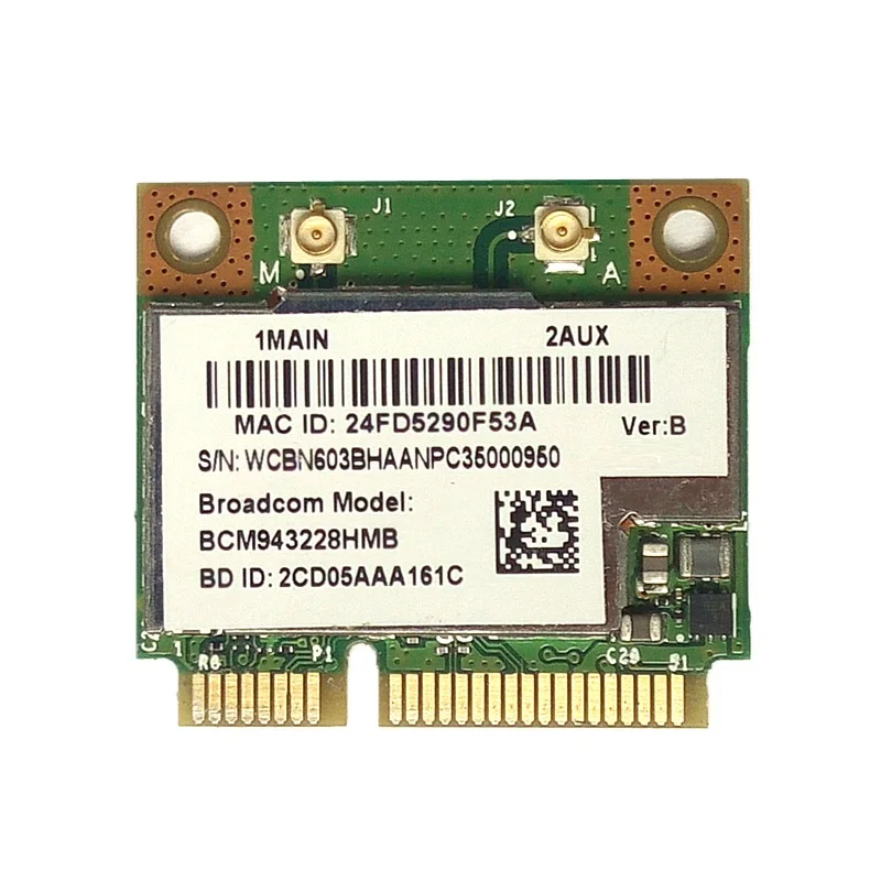 Ноутбук WI-FI Bluetooth 4,0 плата Wireless WLAN Card для Broadcom BCM943228HMB Половина Mini PCI-E Dual Band 2,4 ГГц/5 ГГц 802.11a/b/g/n