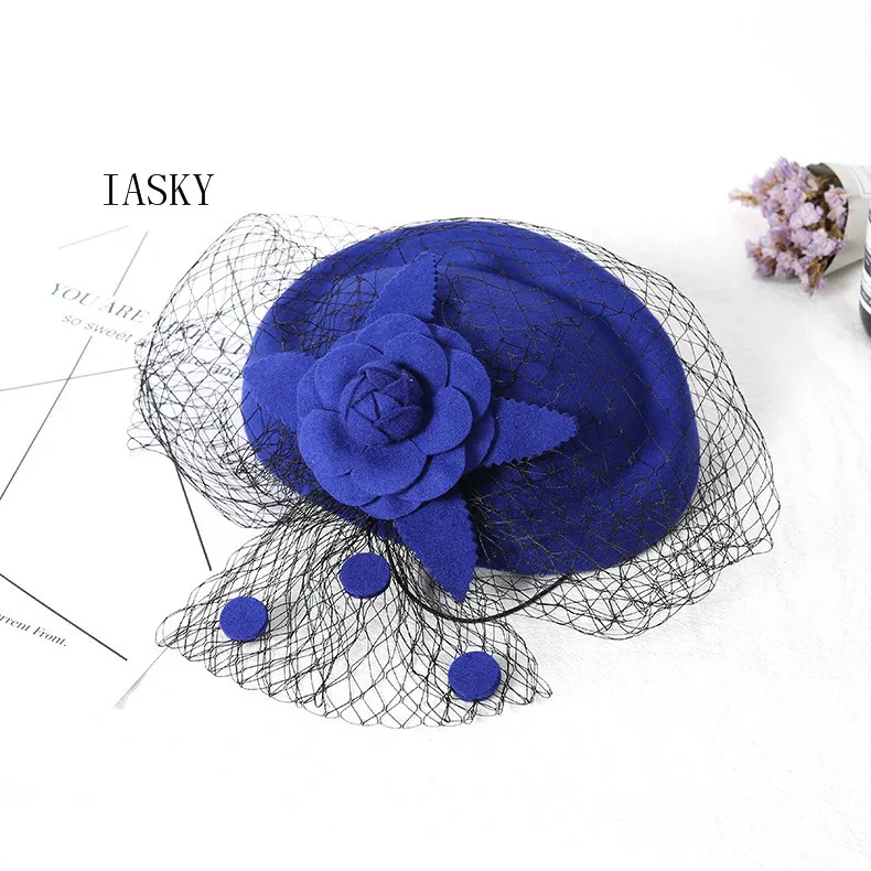 blue and white wedding hat