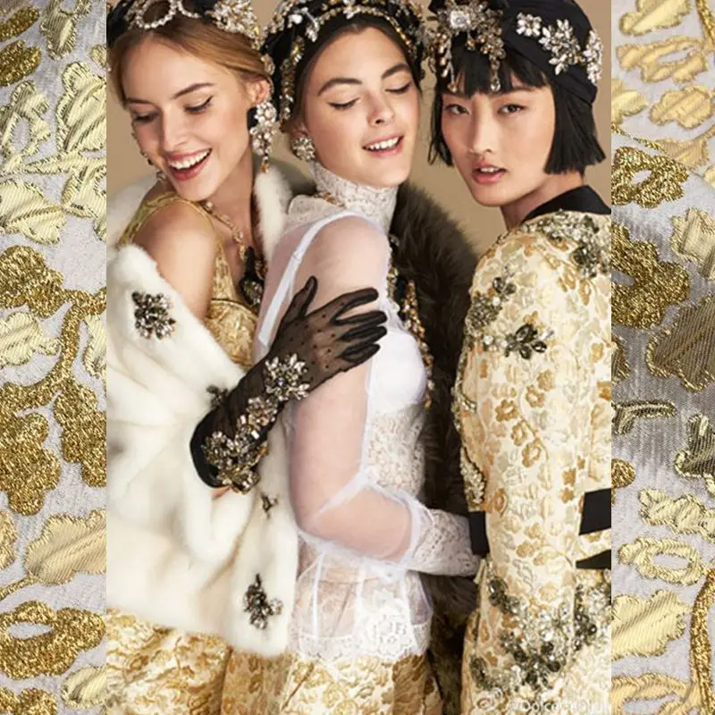

Fashion Multicolor The Three-dimensional Gold Jacquard Brocade Fabric For Dress Coat Bright Cloth Tissu Au Meter Diy