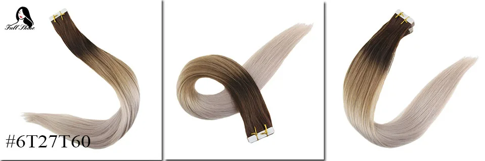 Full Shine Tape in Hair Extensions 50 Gram Glue On Hair Balayage Color Machine Remy Human Hair Extensions Invisible Hair Tapes