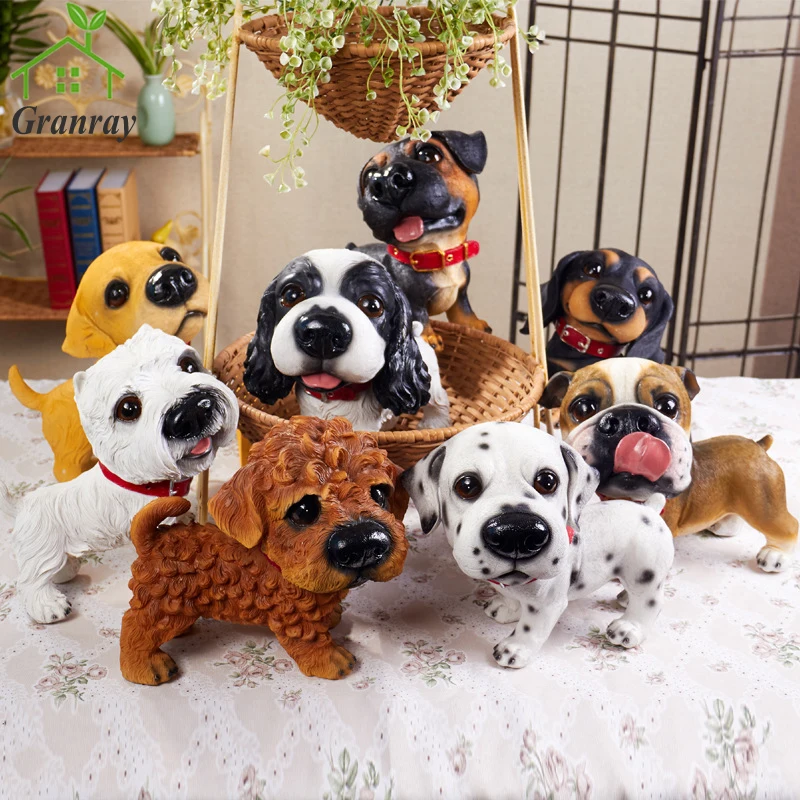 Simulation Resin Dog Figurines Ornaments Home Decoration Creative Love