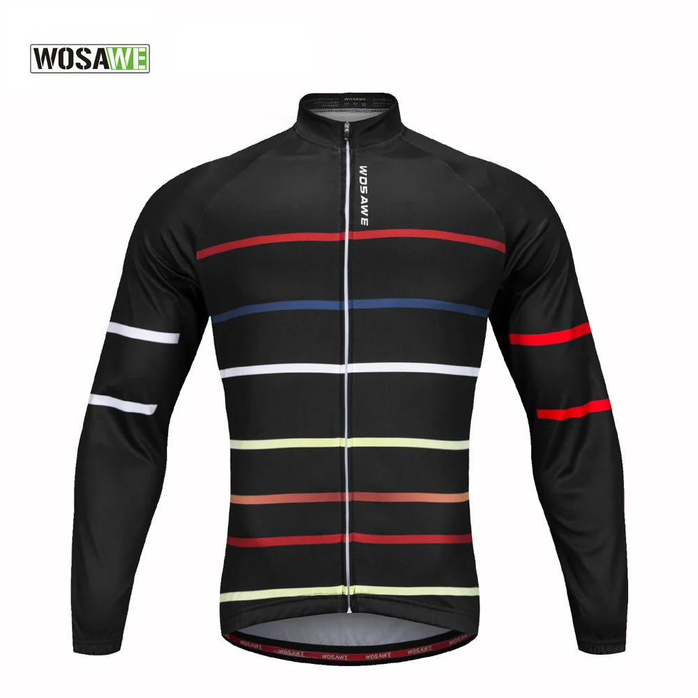 Clearance! WOSAWE Men Cycling Jersey MTB Mountain Road Bike Jersey Thermal Fleece Cycling Jacket Downhill Triathlon Bike Shirt